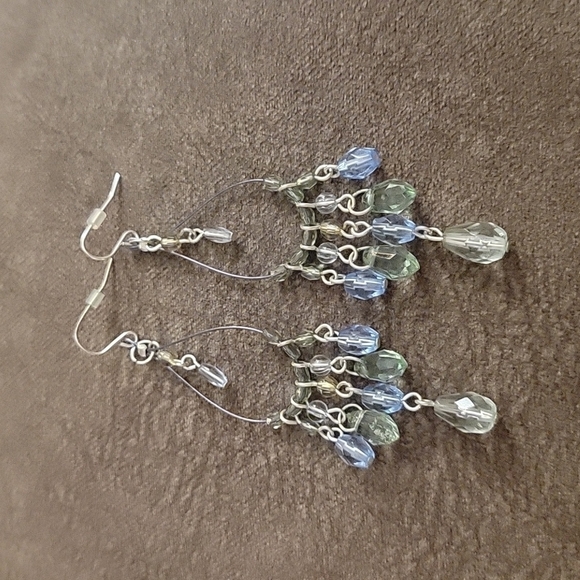 3/$30 HANDMADE 90s Teardrop Chandalier Dangle Hook Great Gatsby Earrings - Picture 2 of 6